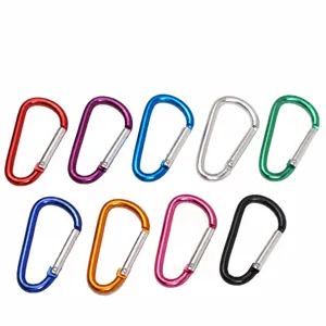 D Shaped Aluminum Alloy Carabiner Clip Lightweight Outdoor Camping Hiking Snap Hook Multi Purpose Spring Key Ring