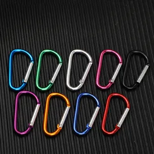 Aluminum alloy carabiner 5# D-shaped spring snap hook for outdoor lightweight travel gear