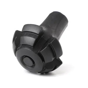 Durable black rubber trekking pole tip protector, torpedo shaped anti slip hiking cane foot cover.