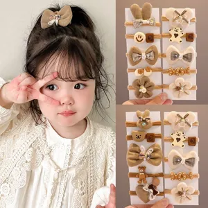 Lot d'élastiques à cheveux mignons avec nœuds et fleurs pour petites filles