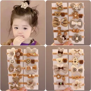 Ensemble d'élastiques à cheveux mignons pour filles, tons café et nœuds