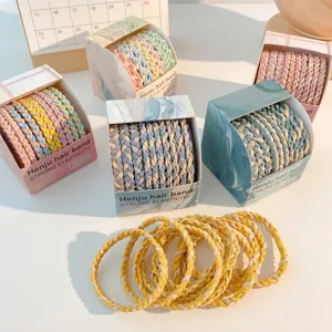 Braided Hair Ties Set Candy Color High Elastic Fabric Rubber Band Ponytail Holder Handmade Durable Hair Scrunchies For Women