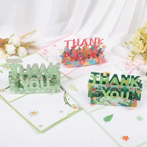 Creative 3D pop-up thank you greeting cards with elegant floral laser-cut designs