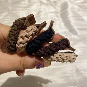 Set di cinque elastici per capelli intrecciati multi-filo ad alta elasticità neutri