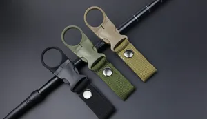 Outdoor tactical webbing water bottle holder buckle portable hanging clip detail view
