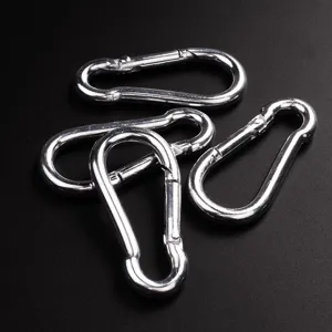 Mousqueton en metal argente crochet a ressort robuste lot de plusieurs pieces pratiques