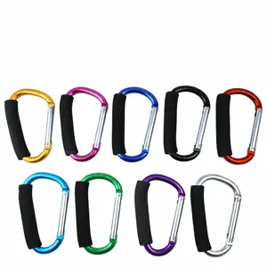 Heavy Duty D Shape Aluminum Alloy Mountaineering Carabiner Clip With Foam Grip For Outdoor Hiking Camping Sports