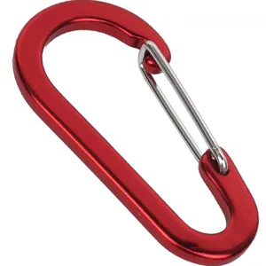Red aluminum gourd-shaped carabiner snap hook keychain for outdoor camping hiking backpack gear.