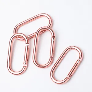 Mousqueton à ressort en alliage d'aluminium, boucle de connexion de couleur or rose pour sac à dos.