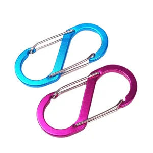7 number S shape outdoor climbing carabiner aluminum alloy quick snap hook double buckle