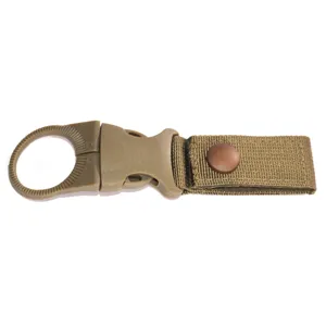 Tactical MOLLE webbing water bottle holder backpack strap D-ring buckle carabiner clip.