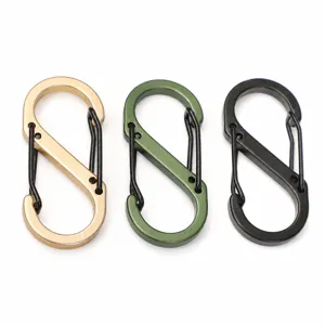 Aluminum Alloy S Shaped Carabiner Double Spring Gate Clip Figure 8 Connector Outdoor Backpack Keychain Hook