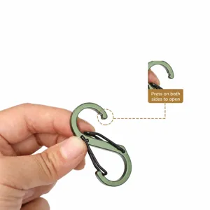 5-pack S-shaped aluminum carabiner outdoor camping hook double spring snap keychain clip