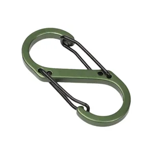 No. 5 S-shaped outdoor aluminum carabiner clip, dual wire gate keychain hook for backpack gear.