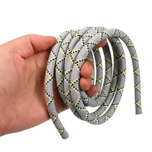 Cordon de lanière de téléphone tressé gris 8 mm avec motif jaune, sangle en polyester durable.