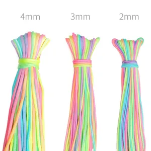 Multi-color paracord craft rope in 4mm, 3mm, 2mm sizes for DIY handmade bracelets and accessories.