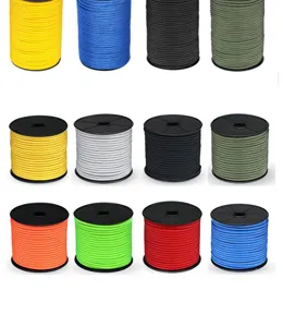 Detailed view of 550 9-core paracord spools in multiple vibrant colors for outdoor camping survival.