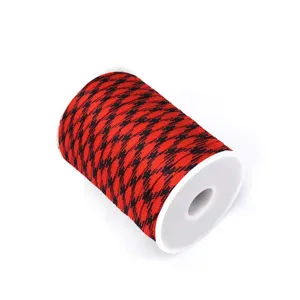 Paracord a 7 anime rosso nero motivo pied de poule 4mm corda da tenda su rocchetto bianco