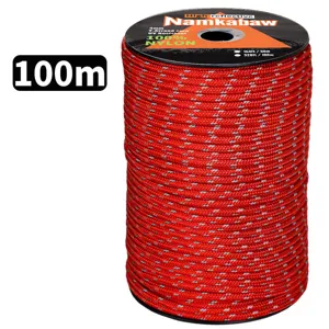 Detailed view of 4mm 7-strand reflective paracord spooling, ideal for camping tents.