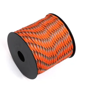 Outdoor 7-strand survival paracord camping touw rol, oranje en zwart geweven design.