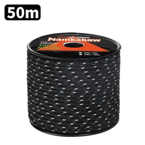 50m 7-strand reflective paracord black nylon camping tent wind rope outdoor survival accessory