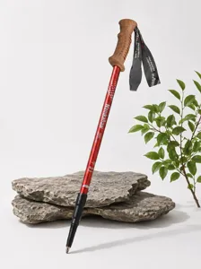 Bastone da trekking telescopico in alluminio con comoda impugnatura per escursioni.