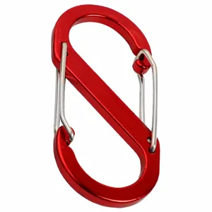 Rode aluminium S-karabijnhaak clip met dubbele veerpoort outdoor uitrusting klimhaak tool