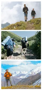 Ultra-light aluminum alloy outdoor trekking poles for hiking, walking, and mountain climbing.