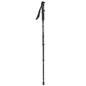 Bâton de randonnée noir réglable avec poignée droite pour le trekking en montagne.