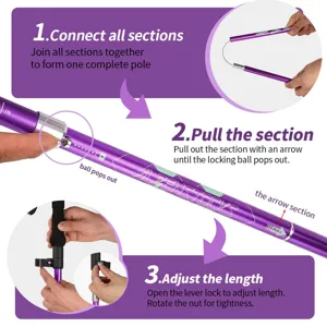 Guide d'installation détaillé pour bâton de marche pliante en aluminium à 5 brins, robuste.