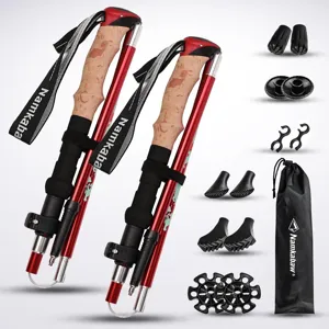 Lot de 2 bâtons de marche pliables en alliage d'aluminium pour randonnée camping extérieur