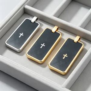 Pendentif plaque militaire croix en acier inoxydable collier rétro hip-hop pour homme