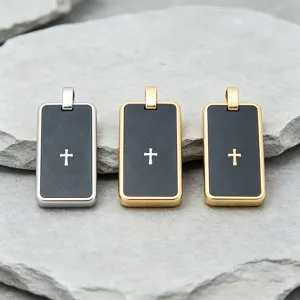 Pendentif homme acier inoxydable brosse noir croix militaire bijoux mode accessoires