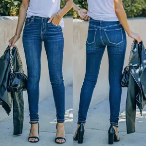 Women's Casual Stretch Skinny Denim Jeans Mid Rise Slim Fit Long Pants