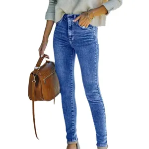 Women high waisted stretch skinny jeans fashion slim fit casual denim pants for daily wear