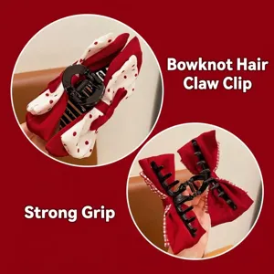 Pince à cheveux noeud papillon rouge pour filles accessoire de coiffure doux mignon