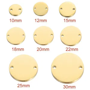 Pendentif Rond à Double Trou en Acier Inoxydable Poli Miroir Étiquette Vierge Accessoires de Fabrication de Bijoux DIY