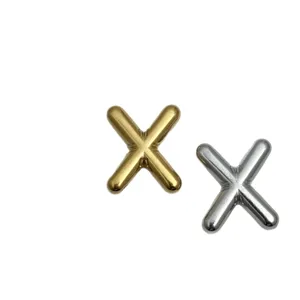 Ciondoli lettera X a palloncino oro e argento, charms alfabeto gonfi in metallo per gioielli.