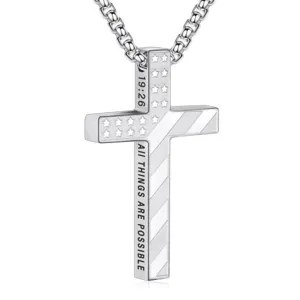 Collier pendentif croix en acier inoxydable pour homme bijou de mode hip hop religieux