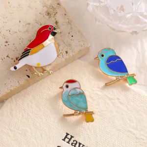Exquisite Enamel Bird Brooch Pins For Women Fashion Zinc Alloy Animal Bird Lapel Pin Badges For Clothing Accessories Jewelry Gift
