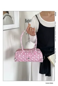 Fashionable pink polka dot PVC jelly handbag with transparent finish for women