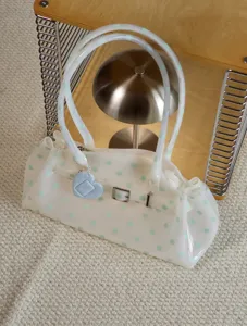 Women Polka Dot Transparent PVC Jelly Bag Underarm Shoulder Bag High-End Design Clear Summer Commuter Tote Bag With Belt Decoration