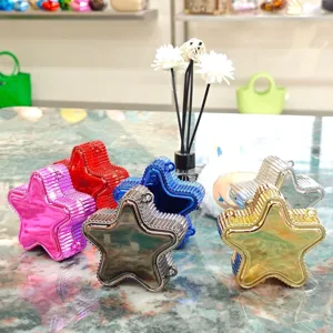 Women's Star Shaped Acrylic Evening Bag Glossy Mini Chain Crossbody Bag Party Banquet Fashion Handbag Gold Silver Blue