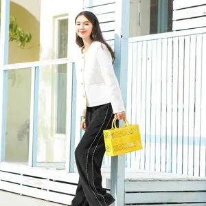 Hollow Out PVC Beach Tote Bag For Women Large Capacity Waterproof Mesh Summer Travel Picnic Shopping Basket Handbag