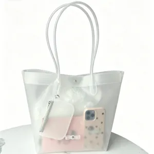 Detailed view of the frosted TPU material and the spacious interior of the tote