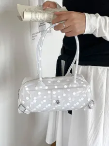 Trendy transparent PVC polka dot underarm handbag, clear jelly shoulder bag for women