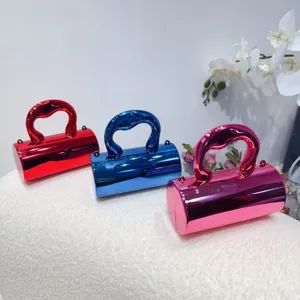 Glossy acrylic mini evening bags in vibrant candy colors close up view
