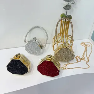 Mini borse da sera di lusso con strass in argento oro nero e rosso per feste ed eventi chic