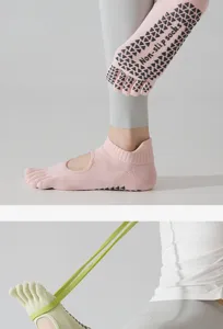 Non-slip yoga socks for women, five toe grip socks for pilates, fitness and gym workout.