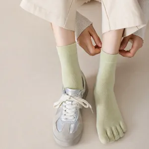 Damen Baumwoll Zehensocken, dünne Wadenlänge, geteilte Zehen für Frühling Sommer Sportkleidung.